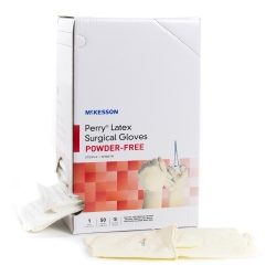 Surgical Glove McKesson Perry Size 8.5 Sterile Latex Standard Cuff Length Smooth Cream Chemo Tested