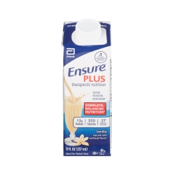 Oral Supplement Ensure Plus Therapeutic Nutrition Vanilla Flavor Liquid 8 oz. Reclosable Carton