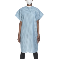 Patient Exam Gown One Size Fits Most Blue / White Print Reusable