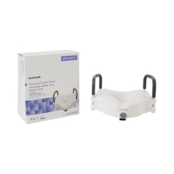 Raised Toilet Seat with Arms McKesson 5 Inch Height Standard / Elongated 300 lbs. Weight Capacity