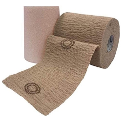 2 Layer Compression Bandage System CoFlex TLC Calamine with Indicators 4 Inch X 6 Yard / 4 Inch X 7 Yard Self-adherent / Pull On Closure Tan NonSterile 25 to 30 mmHg