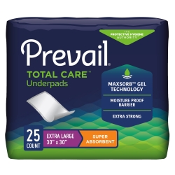 Disposable Underpad Prevail Total Care 30 X 30 Inch Polyester Heavy Absorbency