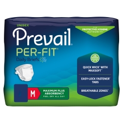 Unisex Adult Incontinence Brief Prevail Per-Fit Maximum Plus Medium Disposable Heavy Absorbency