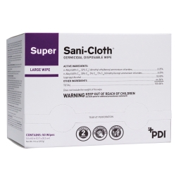 Surface Disinfectant Cleaner Super Sani-Cloth Premoistened Germicidal Manual Pull Wipe 50 Count Individual Packet Alcohol Scent NonSterile