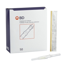Peripheral IV Catheter Insyte Autoguard 24 Gauge 3/4 Inch BD Vialon Straight Hub Non Blood Control Push Button Safety