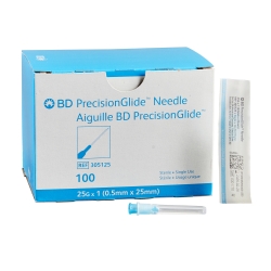 Hypodermic Needle PrecisionGlide 1 Inch Length 25 Gauge Thin Wall Without Safety