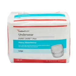 Unisex Adult Absorbent Underwear Sure Care Plus Pull On with Tear Away Seams Large Disposable Heavy Absorbency