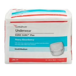 Unisex Adult Absorbent Underwear Sure Care Plus Pull On with Tear Away Seams Small / Medium Disposable Heavy Absorbency