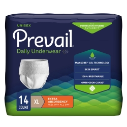 Unisex Adult Absorbent Underwear Prevail Daily Underwear Extra Pull On with Tear Away Seams X-Large Disposable Moderate Absorbency