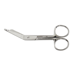 Bandage Scissors McKesson Lister 4-1/2 Inch Length Office Grade Stainless Steel NonSterile Finger Ring Handle Angled Blunt Tip / Blunt Tip