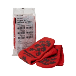 Slipper Socks McKesson Terries Unisex Adult X-Large Double Tread Single Patient Use Red
