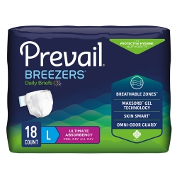 Unisex Adult Incontinence Brief Prevail Breezers Large Disposable Heavy Absorbency