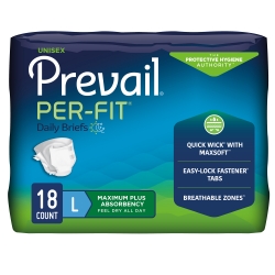 Unisex Adult Incontinence Brief Prevail Per-Fit Maximum Plus Large Disposable Heavy Absorbency