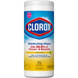 Surface Disinfectant Clorox Premoistened Manual Pull Wipe 35 Count Canister Lemon Scent NonSterile
