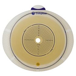 Ostomy Barrier Sensura Flex Trim to Fit, Standard Wear Double Layer Adhesive 70 mm Flange Yellow Code System 3/8 to 2-3/4 Inch Opening