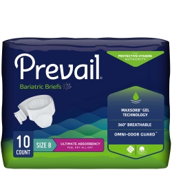 Unisex Adult Incontinence Brief Prevail Bariatric Bariatric Size B Disposable Heavy Absorbency
