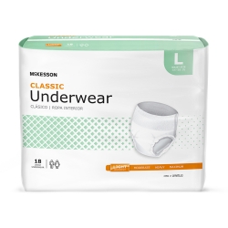 Unisex Adult Absorbent Underwear McKesson Classic Pull On with Tear Away Seams Large Disposable Light Absorbency