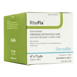 Water Resistant Dressing Retention Tape with Liner RiteFix White 4 Inch X 11 Yard Nonwoven NonSterile