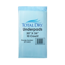 Disposable Underpad TotalDry 30 X 36 Inch Fluff / Polymer Heavy Absorbency