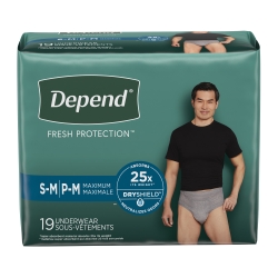 Male Adult Absorbent Underwear Depend Fresh Protection Waistband Style Small / Medium Disposable Heavy Absorbency