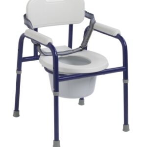 Commode Chair Pinniped Padded Fixed Arms Steel Frame With Backrest 13 Inch Seat Width 250 lbs. Weight Capacity