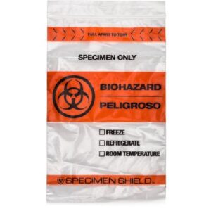 Specimen Transport Bag with Document Pouch Specimen Shield 6 X 9 Inch Zip Closure Biohazard Symbol / Storage Instructions NonSterile
