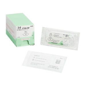 Nonabsorbable Suture with Needle Ethilon Nylon FS-1 3/8 Circle Reverse Cutting Needle Size 3-0 Monofilament