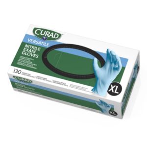 Exam Glove Curad X-Large NonSterile Nitrile Standard Cuff Length Fully Textured Blue Chemo Tested