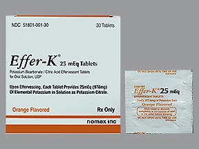 Effer-K Potassium Bicarbonate / Citric Acid 25 mEq Tablet 30 Tablets
