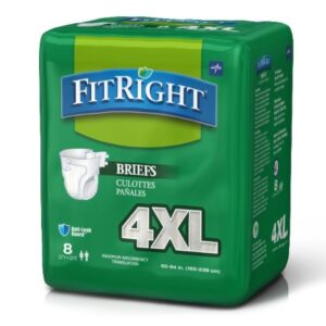 Unisex Adult Incontinence Brief FitRight Bariatric 4X-Large Disposable Heavy Absorbency