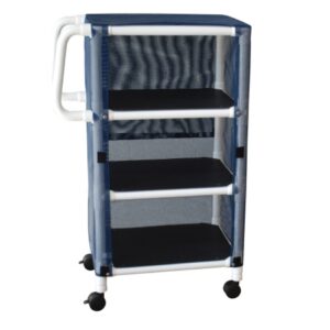 Linen Cart with Cover 3 Shelves 75 lbs. per Shelf Weight Capacity PVC 3 Inch Twin Casters