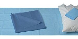 Stretcher Sheet Set Flat Sheet / Fitted Sheet / Pillowcase 20 X 29 Inch Case / 32 X 72 Inch Fitted / 40 X 84 Inch Sheet Blue / White Spunbond Polypropylene Disposable