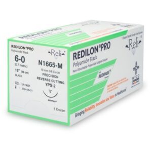 Nonabsorbable Suture with Needle Reli Redilon Nylon MPS-2 3/8 Circle Precision Reverse Cutting Needle Size 6-0 Monofilament