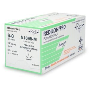 Nonabsorbable Suture with Needle Reli Redilon Nylon MP-3 3/8 Circle Precision Reverse Cutting Needle Size 6-0 Monofilament