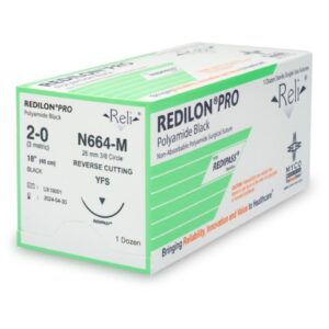 Nonabsorbable Suture with Needle Reli Redilon Nylon MFS 3/8 Circle Reverse Cutting Needle Size 2-0 Monofilament