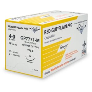 Absorbable Suture with Needle Reli Plain Gut MFS-2 3/8 Circle Reverse Cutting Needle Size 4-0