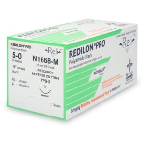 Nonabsorbable Suture with Needle Reli Redilon Nylon MPS-3 3/8 Circle Conventional Cutting Needle Size 5-0 Monofilament