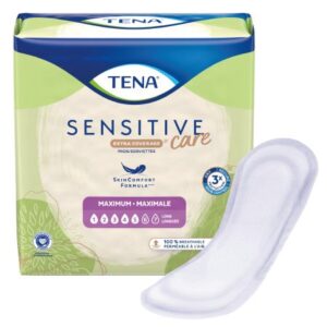 Bladder Control Pad TENA Sensitive Care Maximum Extra Coverage Long 15 Inch Length Heavy Absorbency Dry-Fast Core One Size Fits Most