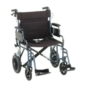 Transport Chair 21-1/2 Inch Seat Width Desk Length Arm Swing-Away Footrest Aluminum Frame