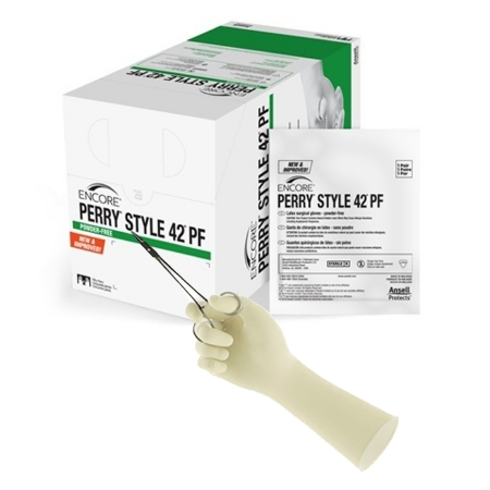 Surgical Glove ENCORE Perry Style 42 PF Size 6 Sterile Latex Standard Cuff Length Micro-Textured Natural Chemo Tested