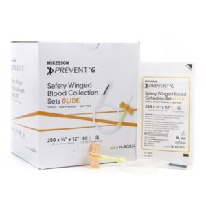 McKesson Prevent G Blood Collection Set 25 Gauge 3/4 Inch Needle Length Safety Needle 12 Inch Tubing Sterile