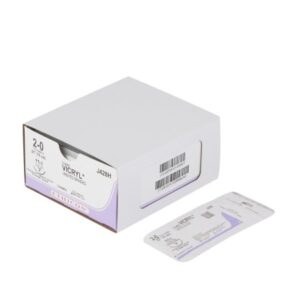 Absorbable Suture with Needle Coated Vicryl Polyglactin 910 PS-2 3/8 Circle Precision Reverse Cutting Needle Size 2-0 Braided