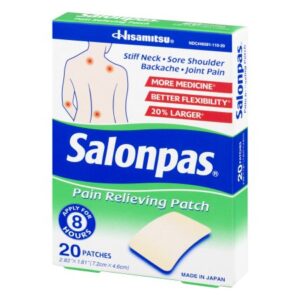 Topical Pain Relief Salonpas 3.1% – 6% – 10% Strength Camphor / Menthol / Methyl Salicylate Patch 20 per Box