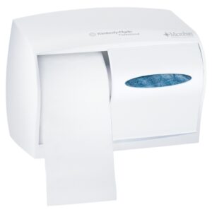 Toilet Tissue Dispenser K-C PROFESSIONAL White Plastic Manual Pull Double Roll Wall Mount