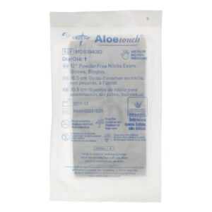 Exam Glove Aloetouch Medium Sterile Single Nitrile Extended Cuff Length Fully Textured Green Chemo Tested