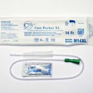 Urethral Catheter Cure Medical Pocket Catheter Straight Tip Uncoated PVC 14 Fr. 25 Inch