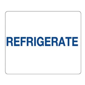 Pre-Printed Label Indeed Auxiliary Label White Paper REFRIGERATE Blue Temperature Control 3/8 X 1-5/8 Inch