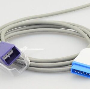 Diagnostic Adapter Cable Nellcor Oximax 4mm dia. X 10 Foot, Gray, TPU Jacket, Flat, 11-pin, Dual-Keyed GE Distal Connector, Female 9-Pin D-Sub Purple Proximal Connector For Dash 2500, Dash 3000, Dash 4000, Dash 5000 with Nellcor Oximax Patient Monitor