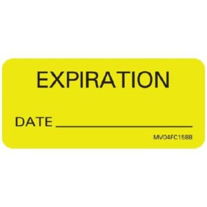 Pre-Printed Label MedVision Auxiliary Label Yellow Paper Expiration Black Quality Control Label 1X 2-1/4 Inch