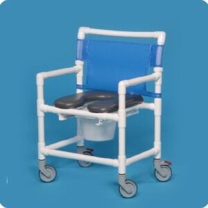 Commode / Shower Chair ipu Fixed Arms PVC Frame Mesh Backrest 28 Inch Seat Width 400 lbs. Weight Capacity